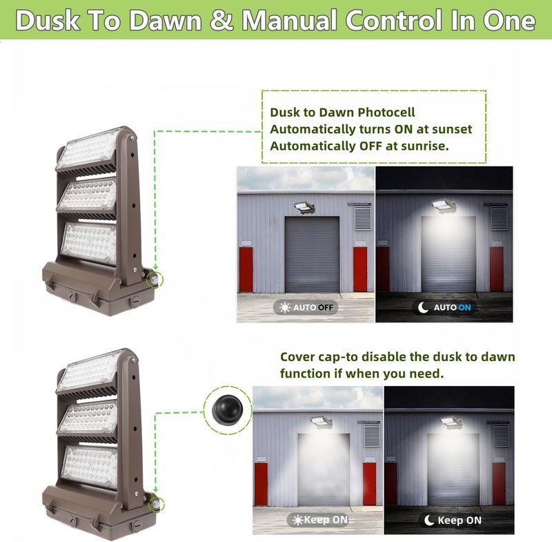 ECCFUTLL Dusk to Dawn 200W Rotatable LED Wall Pack Light, 5000K 28000LM 800-1000W HPS/HID Equiv, ETL Adjustable Head Outdoor LED Wallpack Lighting Fixture for Area Light, Parking, Garages,Warehouse,Entrance - Image 3